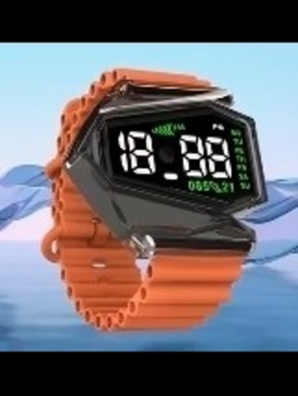 NWOT Orange Digital Sports Smartwatch with Silicone Band